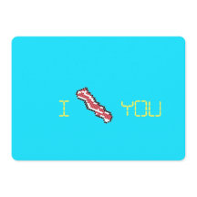 Bacon 8-bits Retro Pixel I Heart You Kaart