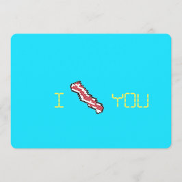 Bacon 8-bits Retro Pixel I Heart You Kaart