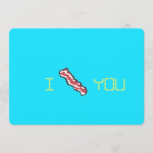 Bacon 8-bits Retro Pixel I Heart You Kaart (Voorkant)
