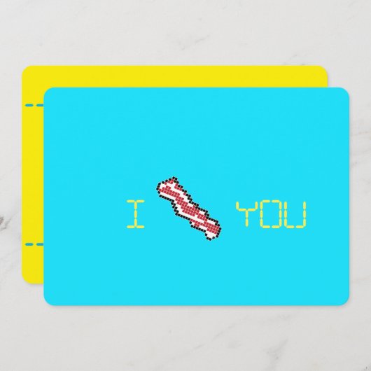 Bacon 8-bits Retro Pixel I Heart You Kaart (Voorkant / Achterkant)