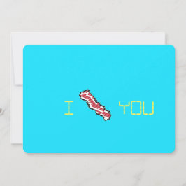 Bacon 8-bits Retro Pixel I Heart You Kaart
