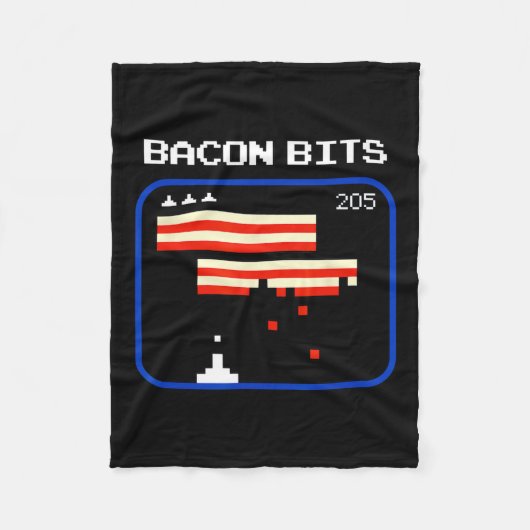 Bacon 8-bits videogame speler Retro Nerd Geek Fleece Deken (Voorkant)
