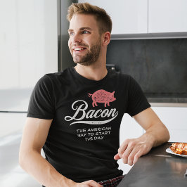 Bacon Amerikaans Carnivoor Ontbijt Retro T-shirt