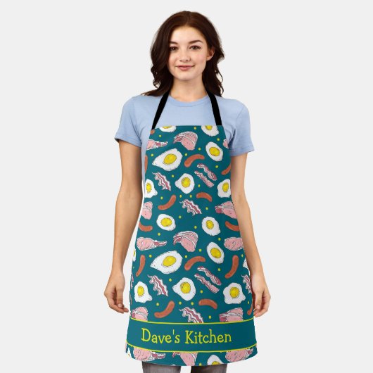 Bacon and Eggs Breakfast Food Patterned Schort (Gedragen)