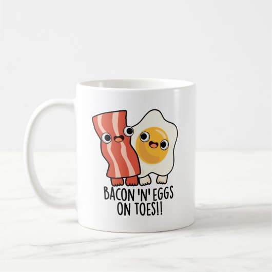 Bacon And Eggs On Toes Funny Toast Pun Koffiemok (Links)