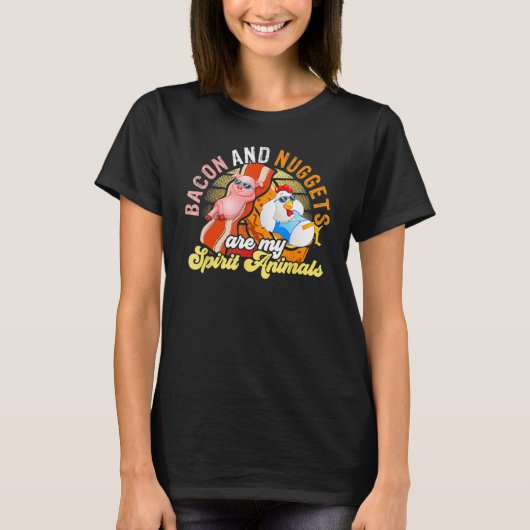 Bacon And Nuggets Spirit Animals Fast Food Pun Hum T-shirt (Voorkant)