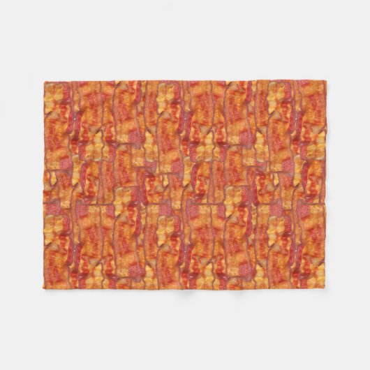 Bacon Background Pattern, Funny Fried Food Fleece Deken (Voorkant (Horizontaal))