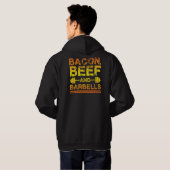 Bacon, Beef, Barbells - Gym Workout Motivatie Hoodie (Achterkant volledig)