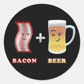 Bacon & bier zijn tot iets (black bkgd) ronde sticker