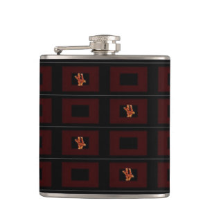 Bacon Black & Burgandy Flask-Design 1 Heupfles