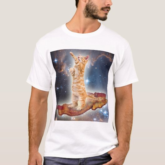 Bacon Cat in Space T-shirt (Voorkant)