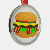 Bacon Cheeseburger Metalen Ornament (Rechts)