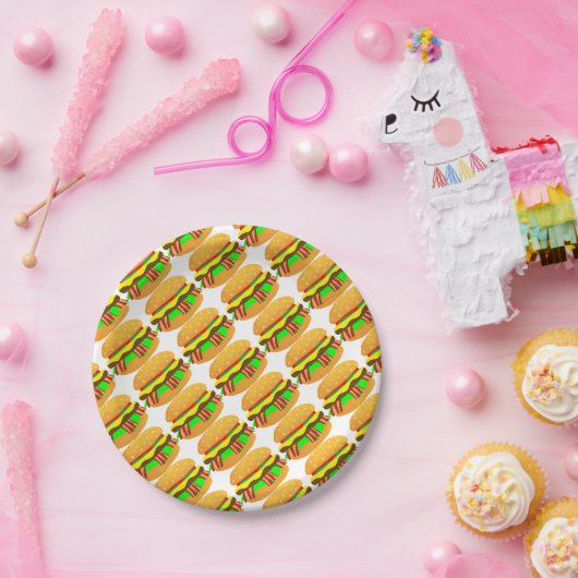 Bacon Cheeseburger Papieren Bordje (Feest)