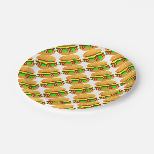 Bacon Cheeseburger Papieren Bordje (Gekanteld)