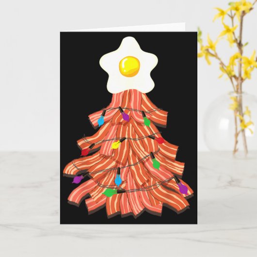 Bacon Christmas Tree Egg Top Shirt _ Funny Rk Love Kaart (Gele Bloem)