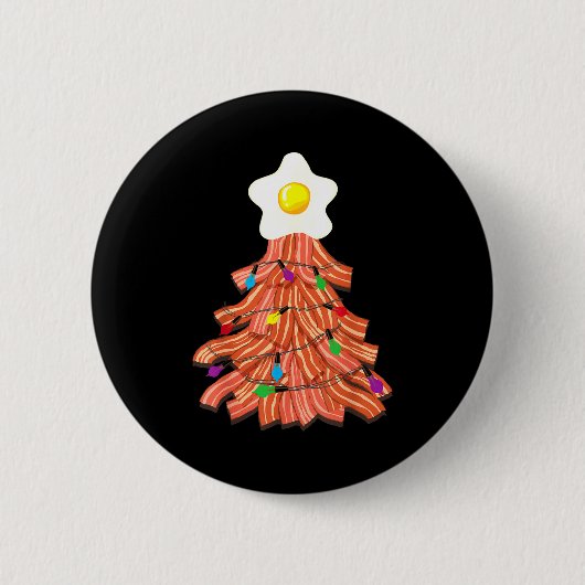 Bacon Christmas Tree Egg Top Shirt _ Funny Rk Love Ronde Button 5,7 Cm (Voorkant)