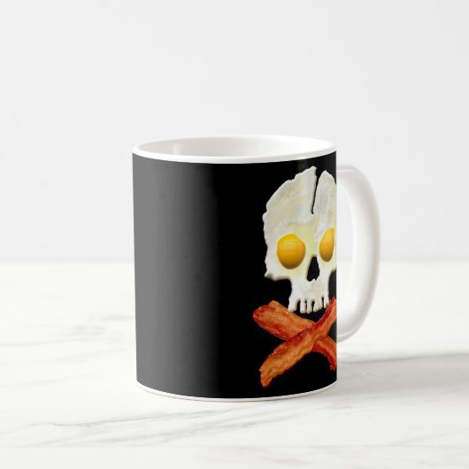Bacon Crossbones Eggs Skull Sizzling Koffiemok (Voorkant rechts)