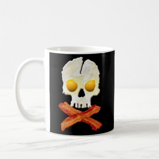 Bacon Crossbones Eggs Skull Sizzling Koffiemok (Links)