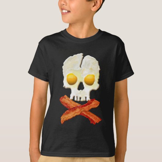 Bacon Crossbones Eggs Skull Sizzling T-shirt (Voorkant)