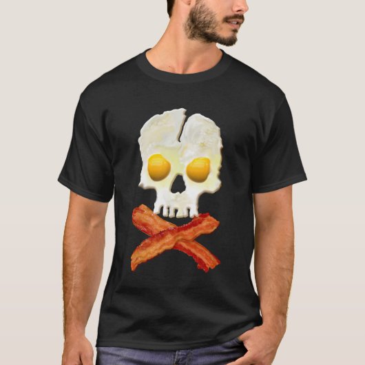 Bacon Crossbones Eggs Skull Sizzling T-shirt (Voorkant)