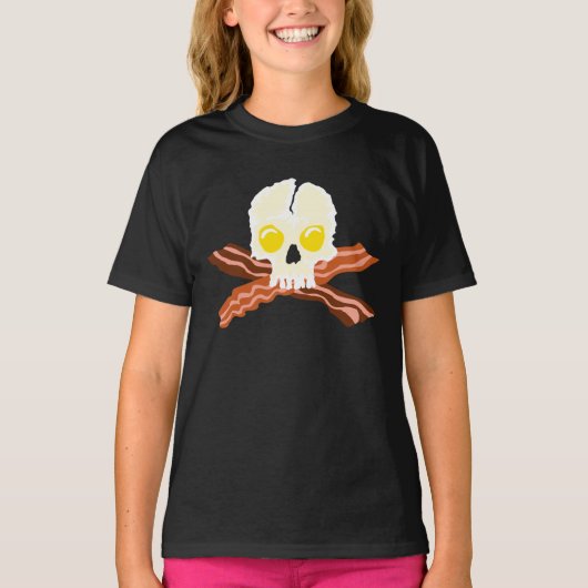 Bacon Crossbones Eggs Skull T-shirt (Voorkant)