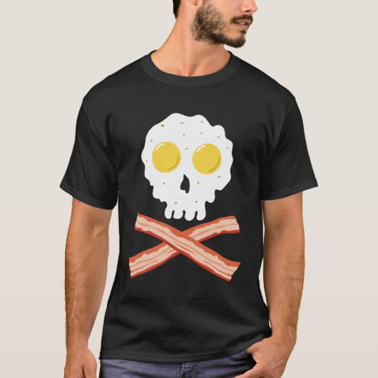 Bacon Crossbones & Sunnyside Up Eggs Skull  Breakf T-shirt (Voorkant)