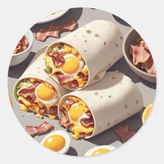 Bacon Egg Cheese Breakfast Wrap Ronde Sticker (Voorkant)