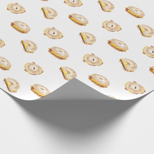 Bacon Egg en Cheese Bagel Ontbijt Sandwich NYC Cadeaupapier (Hoek)