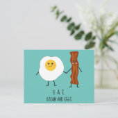 Bacon & Eggs BAE Cute Kawaii Valentijns Briefkaart (Staand voorkant)