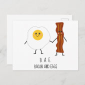 Bacon & Eggs BAE Cute Kawaii Valentijns Briefkaart (Voorkant / Achterkant)
