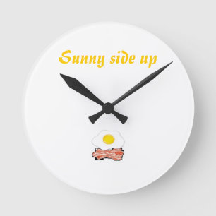 Bacon & eggs Clock Ronde Klok