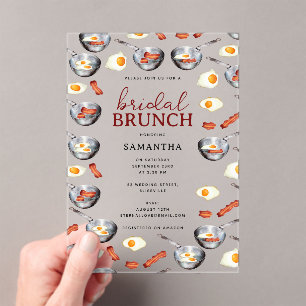 Bacon & Eggs Ontbijt Brunch Vrijgezellenfeest Acryl Uitnodigingen