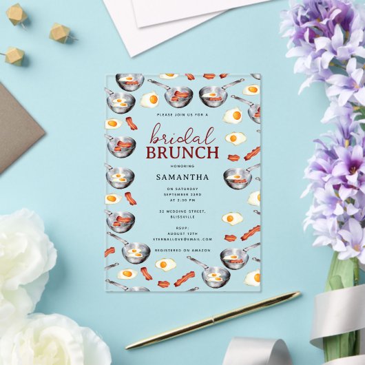 Bacon & Eggs Ontbijt Brunch Vrijgezellenfeest Acryl Uitnodigingen (Insitu (Huwelijk))
