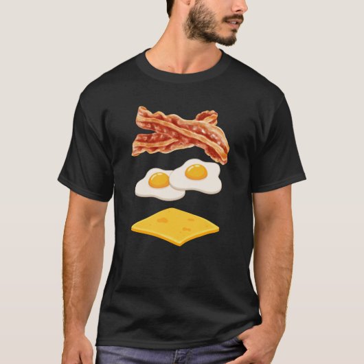 Bacon Ei En Kaas T-shirt Funny Ontbijt (Voorkant)