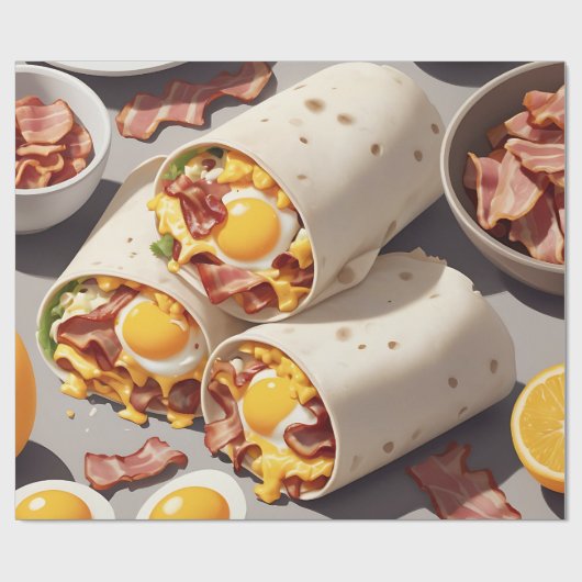 Bacon Ei Kaas Ontbijt Wrap Cadeaupapier (Vlak)