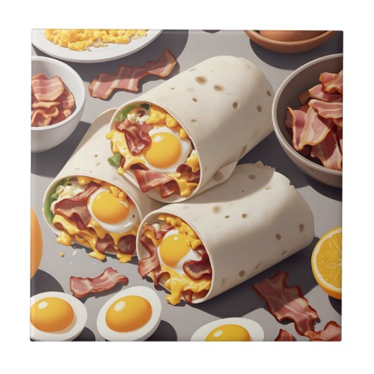 Bacon Ei Kaas Ontbijtwrap Tegeltje (Voorkant)