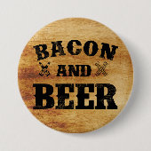 Bacon- en bierhout ronde button 7,6 cm (Voorkant)
