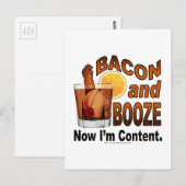 BACON en BOOZE! Nu ben ik tevreden. Briefkaart (Voorkant / Achterkant)