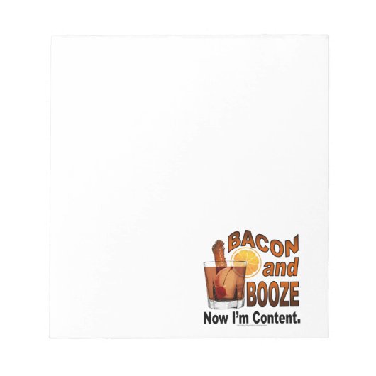 BACON en DRANK! Nu ben ik tevreden. Notitieblok (Voorkant)