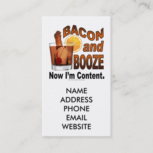 BACON en DRANK! Nu ben ik tevreden. Visitekaartje (Voorkant)