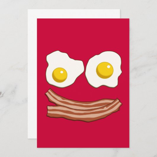 Bacon en Eggs Invitation Kaart (Voorkant / Achterkant)