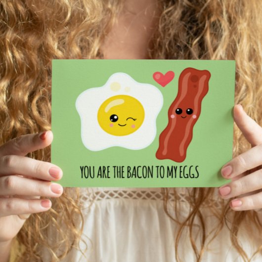 Bacon en Eggs Kawaii Funny Valentijnsdagen Feestdagenkaart