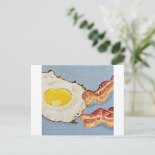 Bacon en ei Ontbijt schilderij Briefkaart (Staand voorkant)