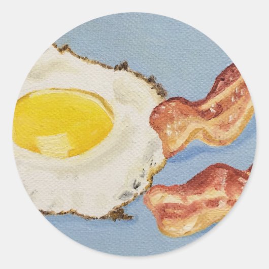Bacon en ei Ontbijt schilderij Ronde Sticker (Voorkant)