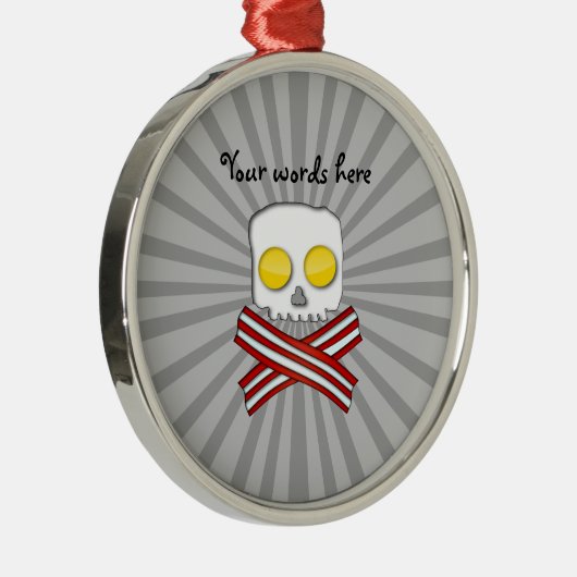 Bacon en eicellen schedel en kruisgraten metalen ornament (Rechts)