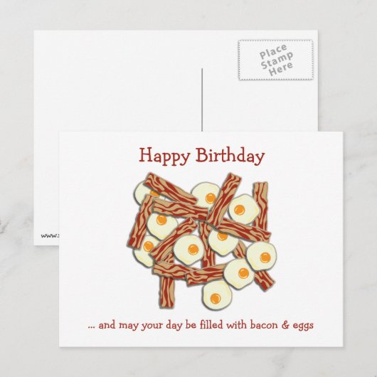 Bacon en eieren Happy Birthday Briefkaart (Voorkant / Achterkant)