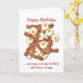 Bacon en eieren Happy Birthday Kaart (Gele Bloem)