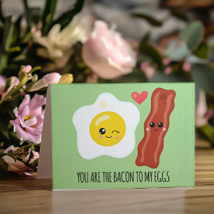 Bacon en Eieren Kawaii Grappige Valentijnsdag Feestdagen Kaart
