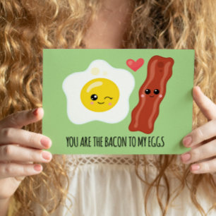 Bacon en Eieren Kawaii Grappige Valentijnsdag Feestdagenkaart