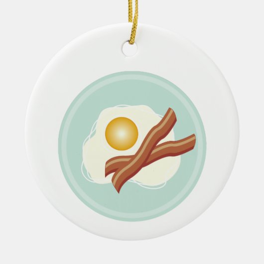Bacon en eieren keramisch ornament (Voorkant)